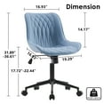 thumbnail image 4 of YOUNIKE Upholstered Desk Chair, Armless Computer Chair with Wheels，Modern Faux Leather Office Chair，Adjustable Swivel Rolling Chair，Adjustable Height，Suitable for Office, Home, Blue, 4 of 15