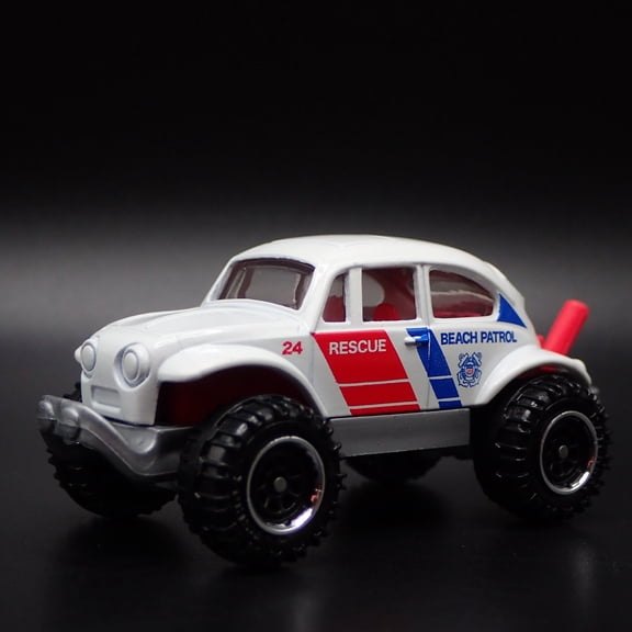 Open Box VW VOLKSWAGEN BAJA BEETLE BUG BEACH PATROL 1:64 SCALE DIORAMA DIECAST MODEL CAR