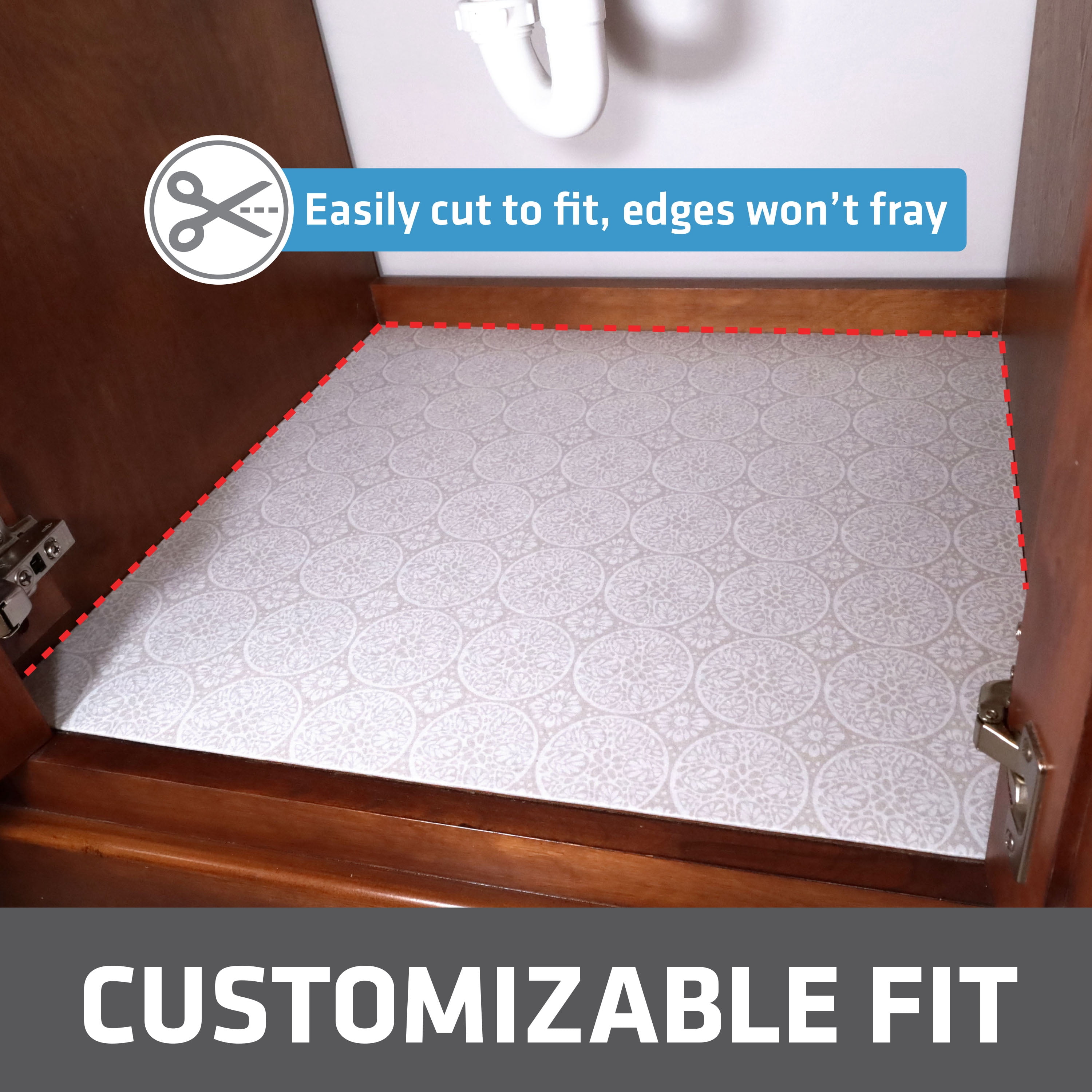 Drymate XL Under Sink Mat, Waterproof Cabinet Protection Mats for Kitchen & Bathroom, Absorbent Shelf Liners, Slip-Resistant, Non-Adhesive, Machine Washable, Durable (24”x59”)(Tan)