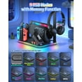 thumbnail image 5 of Charging Dock for Switch 2/1, Switch Cooling Fan for Nintendo Switch 2/1/OLED, Storage Stand for JoyCon 2/1 with 12 Card Slots, Controller/Headset Holder, 9 RGB Modes, 5 of 9