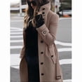 thumbnail image 4 of Autumn Winter Woolen Coat Women's Slim Fit Cardigan Large Coat Women Long Sleeve Single Breasted Stand Collar Woolen Coat, 4 of 4