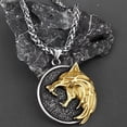 thumbnail image 4 of K-KED Viking Wolf Head Men's Vintage Fashion Hip Hop Stainless Steel Pendant Necklace-Silver, 4 of 5