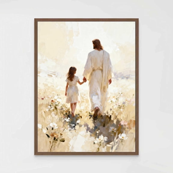 Days Of Light Christian Art Jesus With Girl Christian Bible Wall Art Jesus With Children Jesus, Unframed Paper Poster 8x10in
