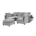 thumbnail image 6 of 93'' Sectional Sleeper Sofa, U Shaped 5 Seat Modular Sectional Sofa with a Movable Ottoman, Sectional Couches with Storage Armrests and USB Ports, for Living Room, Grey, 6 of 9
