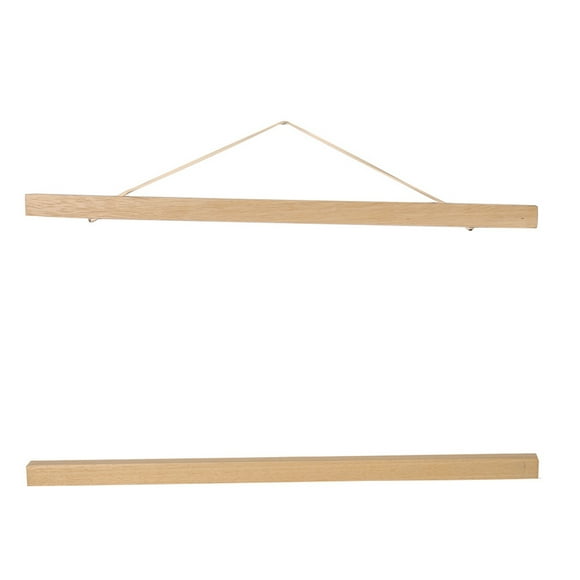Marco de fotos de aserrín - Moderno colgador magnético para pósteres de bricolaje (madera blanca, 40 cm)