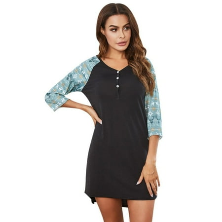 

Women s Nightgowns V Neck Short Sleeve Sleep Dress