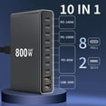 thumbnail image 2 of 800W GaN III 10-Port USB-C Charging Station - Fast Charger Station Hub for Laptop Charger Adapter Compatible with MacBook Pro/Air, DELL, Steam Deck, iPhone 17/16/15, Galaxy S25, 2 of 10