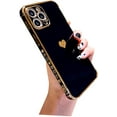 thumbnail image 1 of Compatible for iPhone 11 Pro Max Case Plating Love Heart Phone Case, Fun Cute Side Small Pattern Soft TPU Airbag Anti-Fall Shockproof Camera Protective Electroplated Case - Black, 1 of 6