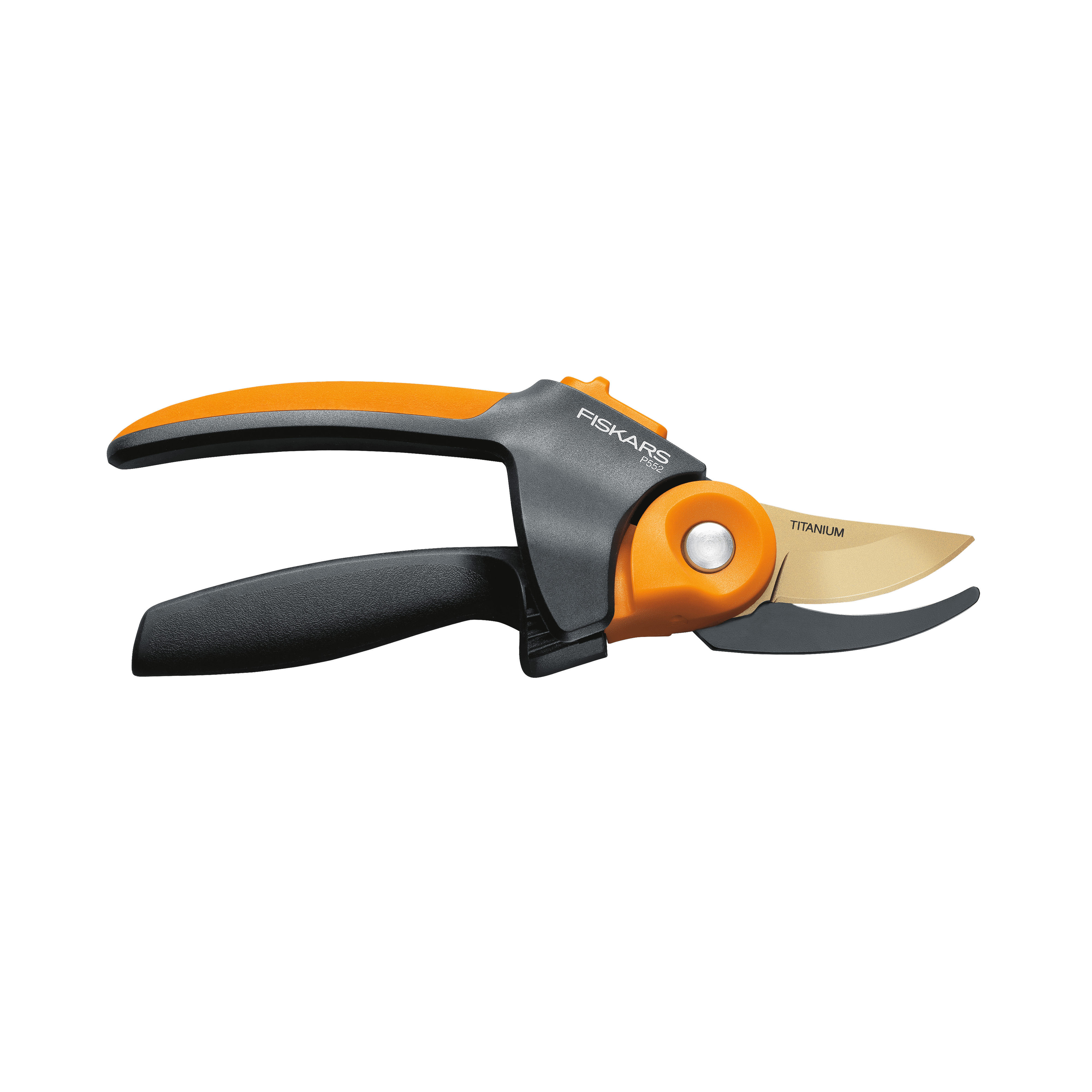 Fiskars 11.5" PowerGear2 Titanium Softgrip Bypass Pruner, 3/4" Cut Capacity Black and Orange
