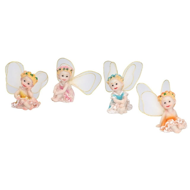Lot de 4 figurines de fées en résine pour décoration de jardin et de maison