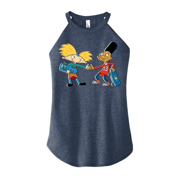 Hey Arnold! - Arnold and Gerald Skateboard - Juniors High Neck Tank Top