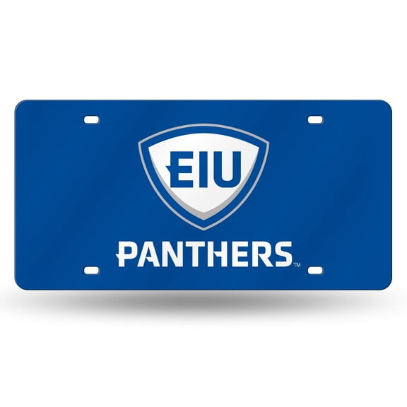 Eastern Illinois Fighting Panthers Blue Mirrored Laser Cut License Plate Laser Tag