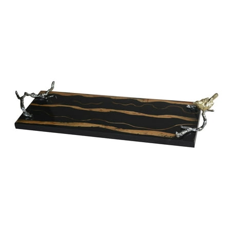 A and B Home A&B Home Alvada Black Lilliana Wood Tray