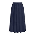thumbnail image 5 of Bovxnpu Women's Boho Midi Skirt A-Line Flowy Skirts Summer Casual High Waisted Drawstring Ruffle Midi Skirts, 5 of 6