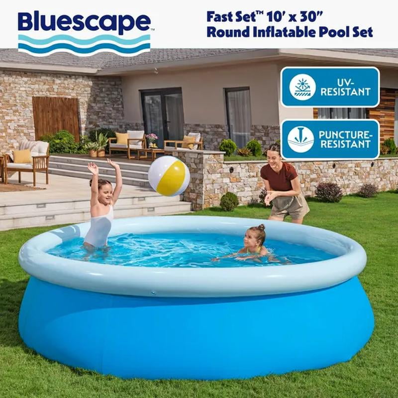 Fast Set 10' x 30' Round Inflatable Soft Sided Above Ground Pool Set
