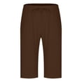 thumbnail image 4 of Mens Linen Shorts Drawstring Waist Breathable Beach Shorts Elastic Waist Summer Shorts Lightweight Solid Color Casual Vacation Lounge Wear, 4 of 6