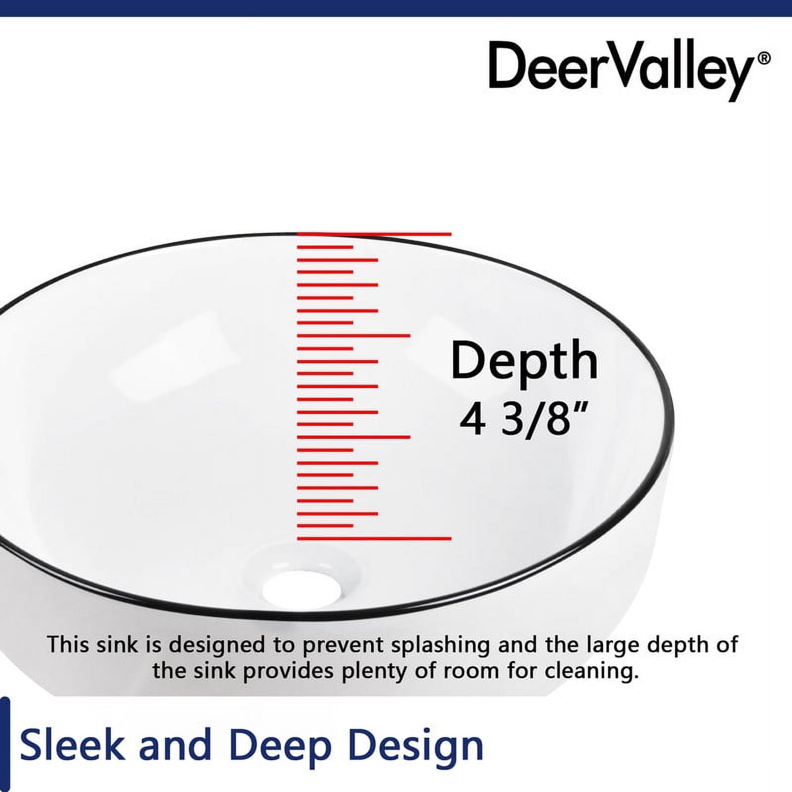 DeerValley DV-1V0030 Symmetry 16'' White Ceramic Circular Vessel Bathroom Sink