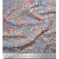 thumbnail image 1 of Soimoi Silk Fabric Floral,Bird & Fox Cartoon Print Fabric by The Yard 42 Inch Wide, 1 of 1