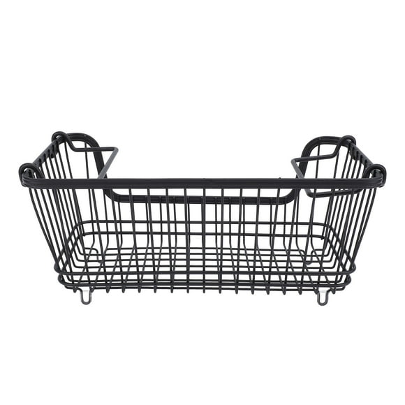 Wire Storage Bin, Freezer Basket Rust Proof Open Front Multipurpose Stackable Space Saving with Foldable Handle for Vegetable for Toy