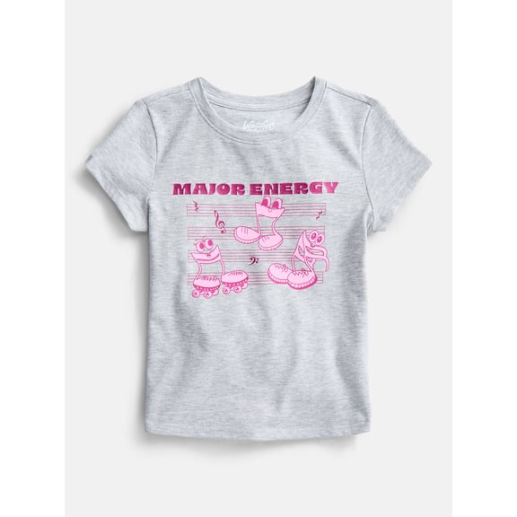Wonder Nation Girls Embroidered Graphic Tee with Short Sleeves, Sizes 4-18 & Plus
