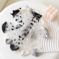 thumbnail image 5 of Girls Sheer Mid Calf Socks with Ruffle Cuff Bow and Textured Dot Pattern Lightweight Dress Socks for Kids Daily Wear, 5 of 6