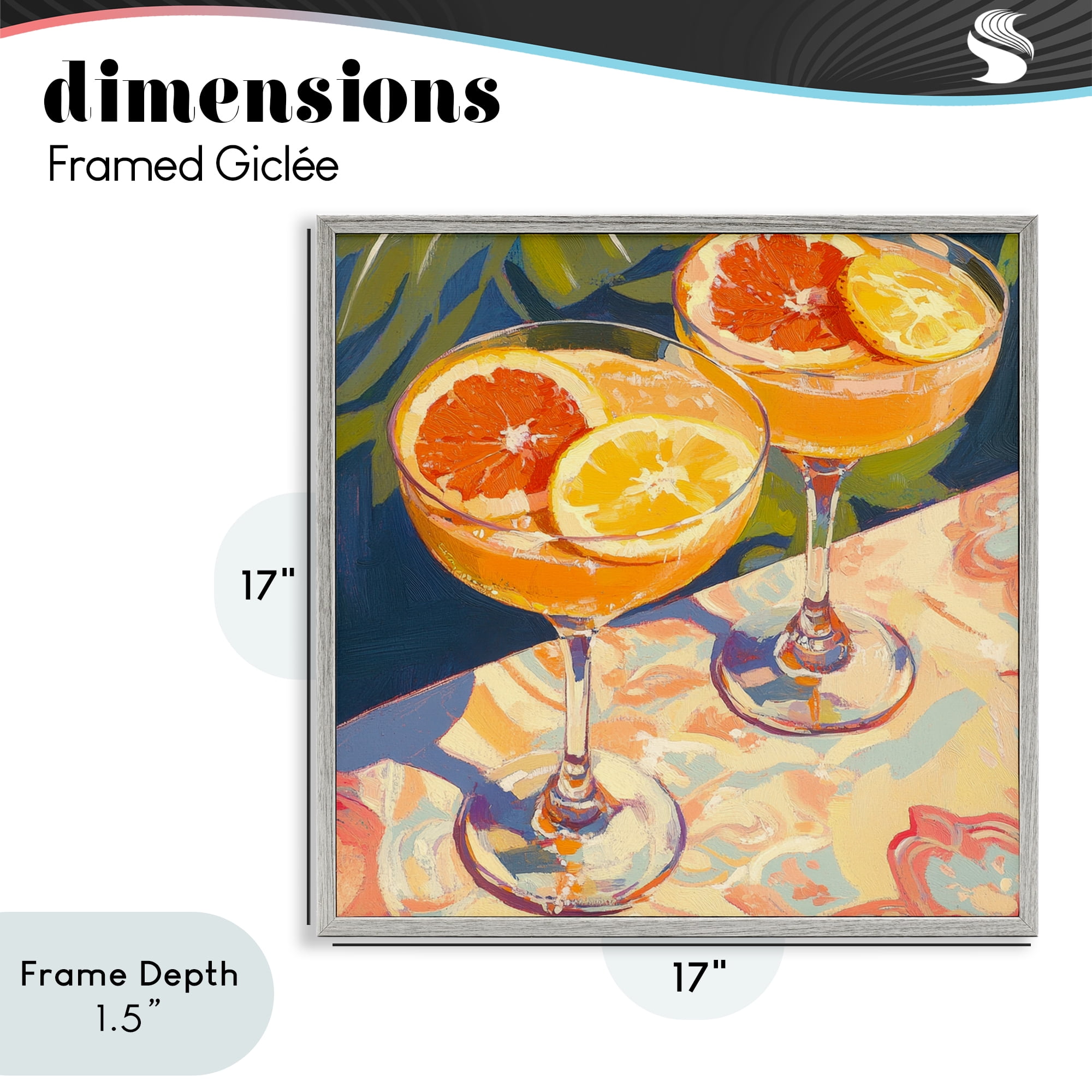 Stupell Industries Fruity Summer Cocktails Gray Framed Giclee Art, design by Petal Prints Design