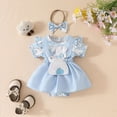 thumbnail image 2 of Kaprioy My First Easter Baby Girl Outfit Girls Clothes Newborn Baby Girl Easter Outfit Short Sleeve Bunny Embroidery Suspender Romper Dress Headband, 2 of 6