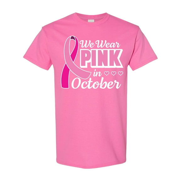 Inktastic Breast Cancer Awareness We Wear Pink in October T-Shirt