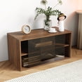 thumbnail image 6 of Noble House 28.35" Stackable Mounted Cabinet, with Glass Sliding Doors, Modular Organizer, Walnut, 6 of 7