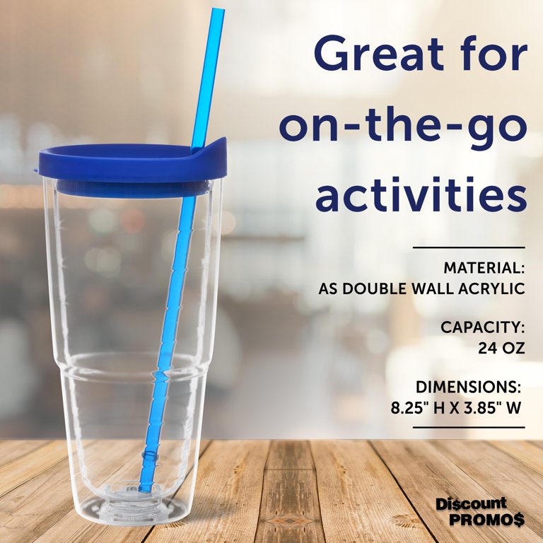 Double Wall Clear Tumblers 24 oz. Set of 10, Bulk Pack - Perfect for Iced  Coffee, Soda, Other Hot & Cold Beverages - Blue