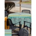 thumbnail image 4 of Outdoor Tablecloth with Umbrella Hole and Zipper, Teal Black Boho Square Table Cloth 60x60 Inch Waterproof Tablecloth, Vintage Ethnic Tribe Abstract Art Picnic Table Cover for Patio Camping, 4 of 7