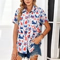 thumbnail image 4 of AHMOMEI Red White and Blue Button Down Womens Shirt Short Sleeve Womens Blouse with Pocket, 4 of 5