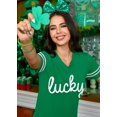 thumbnail image 2 of Camiseta ALIREVERIE para mujer, día de San Patricio, cuello en V, trébol, 2 of 7