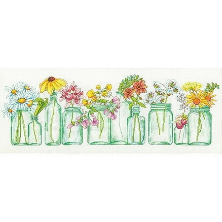 UPC: 0088677353100 | Simplicity Mason Jar Lineup Counted Cross Stitch Kit by Dimensions  1 Each