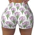 thumbnail image 2 of Lsque Tulips Flowers Pattern High Waisted Biker Shorts for Women-Tummy Control Fitness Athletic Workout Running Yoga Gym Shorts,Moisture-Wicking-, 2 of 9