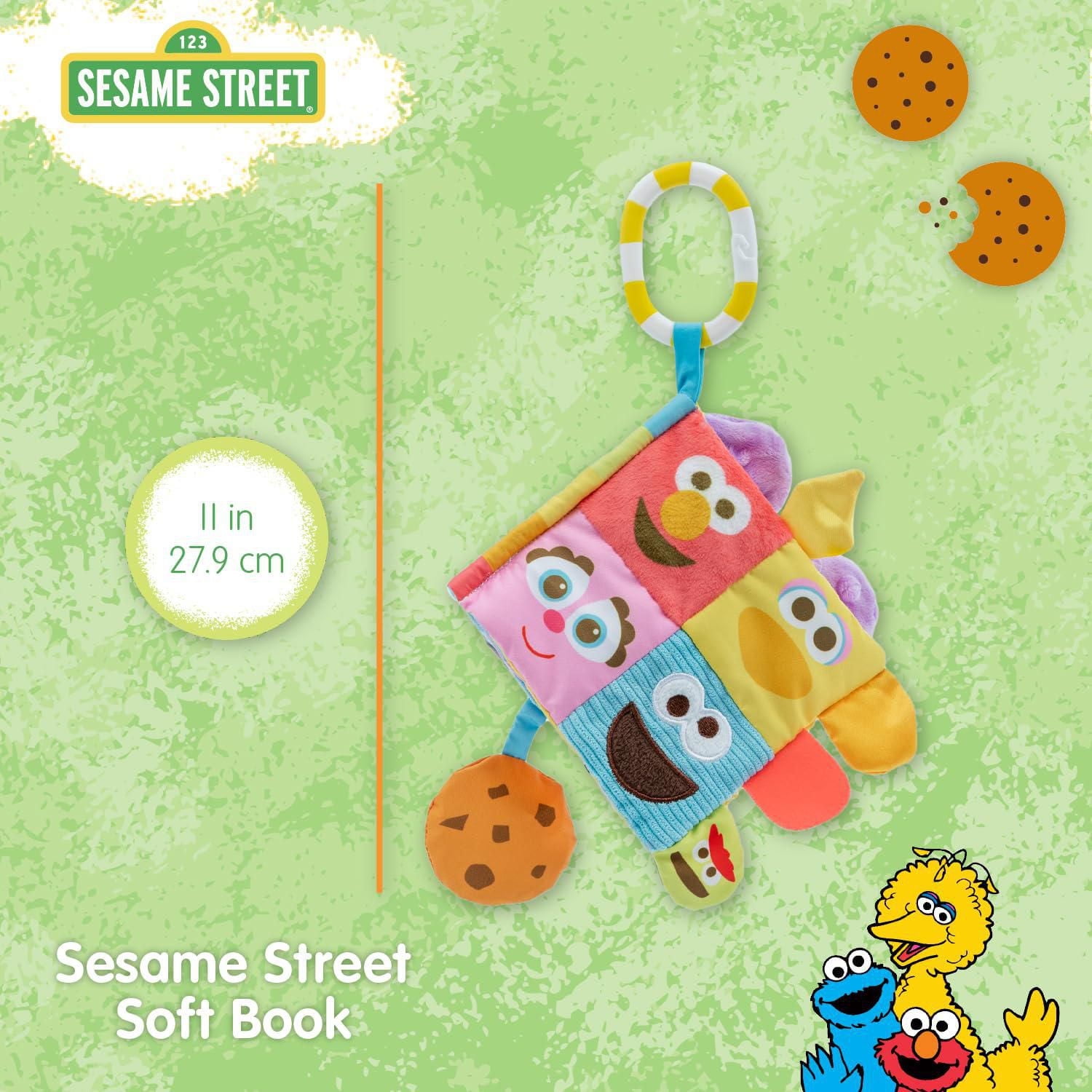 KIDS PREFERRED Sesame Street Soft Book Featuring Your Favorite Characters with Sensory Materials and Multiple Tabs to Keep Baby Engaged – 11 Inches – Surface Washable