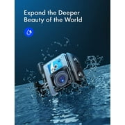 WOLFANG 4K Action Camera, 24MP Dual Screen, 40M Waterproof with Case, EIS Stabilization, WiFi App Control, 170° Wide Angle, Remote, 2 Batteries