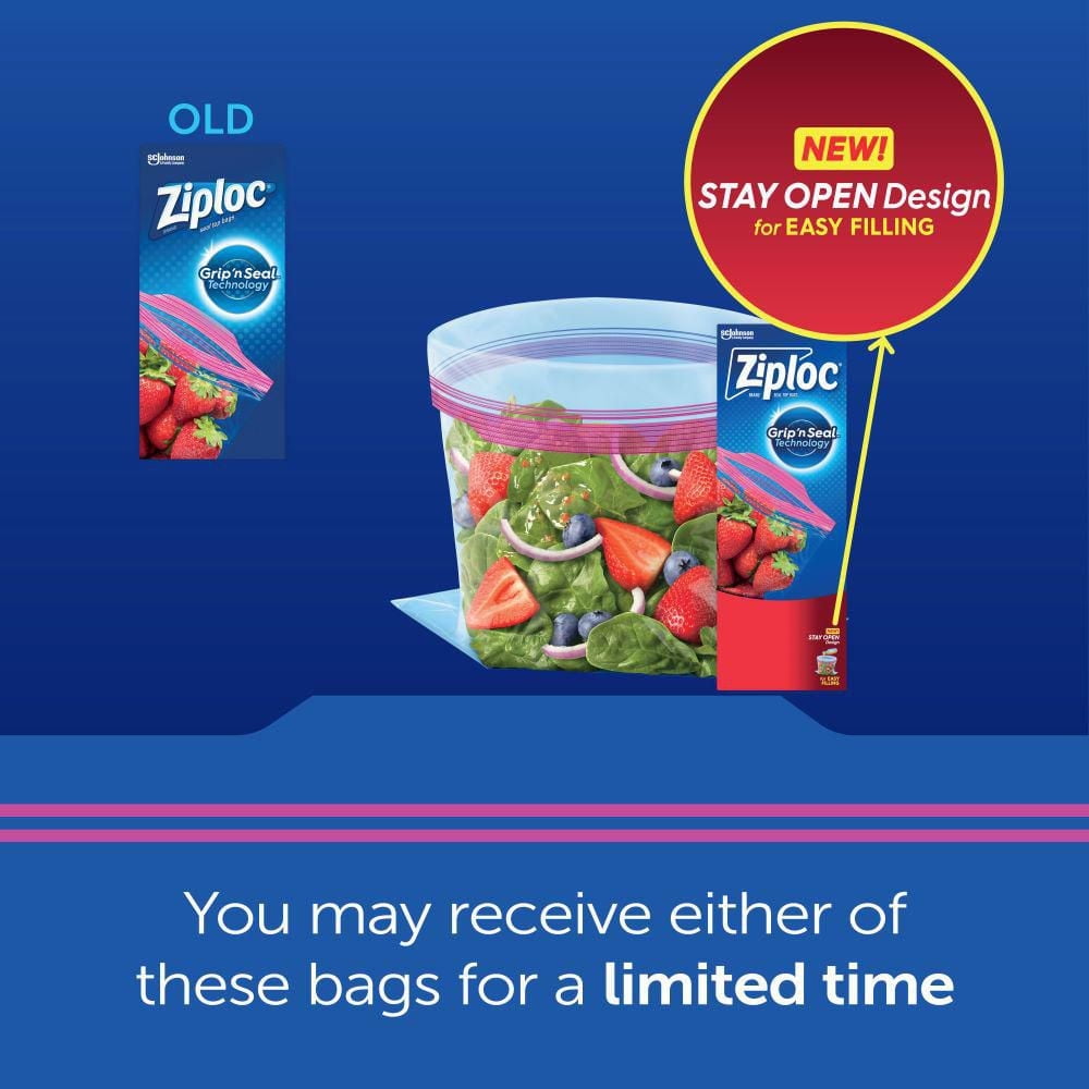 Ziploc Sacs d'emballage grand format pour la conservation des aliments, Technologie Grip 'n Seal
