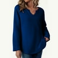 thumbnail image 6 of Felirenzacia Casual V Neck Long Sleeve Waffle Knit Shirt – Dressy Button Up Henley Top with Pocket, Relaxed Fit Tunic for Women, 6 of 7