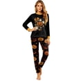 thumbnail image 2 of HTHLVMD Print Pjs, Top Bottom Sleepwear, Family Matching Pajamas, Halloween Sleep Set, Halloween Bow Ghost Pumpkin Floral Family Matching Pajamas Set, Long Sleeve Crew Neck 2 Piece Loungewear, XXL, 2 of 5