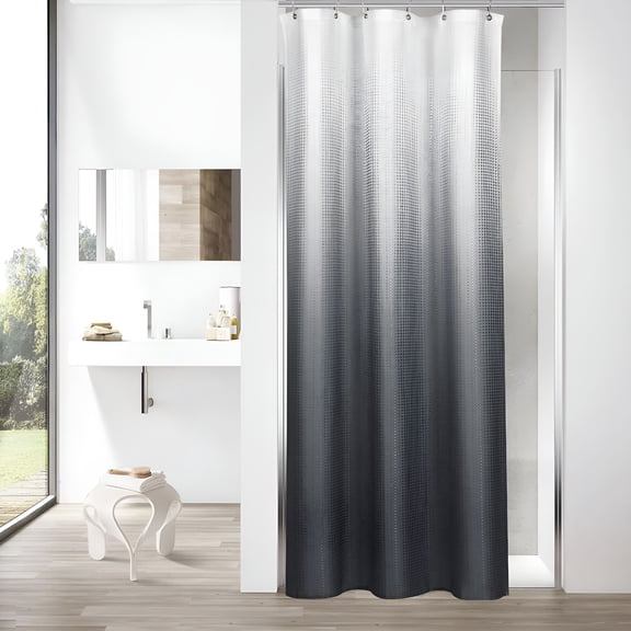 AUQ 2026 New Ombre Waffle Small Stall Shower Curtain 36 X 72,Half Size Fabric Narrow Shower Curtains for Bathroom Decor,36" Weighted Shower Curtain Set with Plastic Hooks