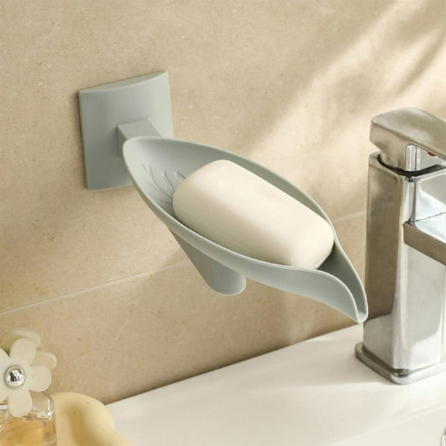 Feltree Leaf Shaped Wall Mounted Rotatable Soap Holder with Quick Drainage and 180° Rotation for Bathroom Sink