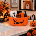 thumbnail image 5 of Halloween Boo Woven Basket, Cute Spooky Basket, Trick Or Treat Gift Organizer For Halloween Party Favors And Decorations Orange, 5 of 6