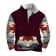 thumbnail image 2 of Sudadera sin capucha para hombre, informal, a la moda, con cuello alto, estampado étnico, cremallera, jersey de manga larga, blusa de poliéster para hombre, 2 of 5
