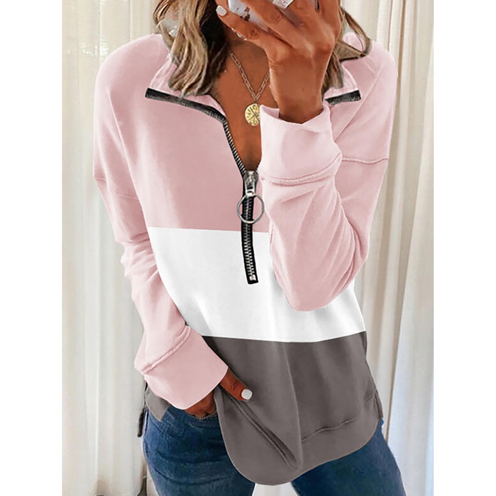 Zip lapel sweatshirt hotsell
