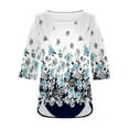 thumbnail image 4 of Dyegold Fall Tops For Women 2023 Trendy Long Sleeve Shirts Casual Loose Floral Tunics Fashion Slit Button Square Neck Blouse, 4 of 5