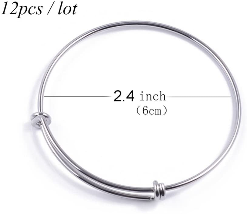 ZX Jewelry 6pcs Womens Expandable Blank Bangle Adjustable Wire Bracelet for Jewelry Making 2.4inch