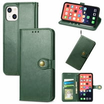 Wallet Case for iPhone 15 Plus Magnetic Clasp Folio Kickstand Premium Leather Case with Hand Strap, [RFID Blocking] Credit Card Slots Shockproof TPU Inner Cover For iPhone 15 Plus, Green