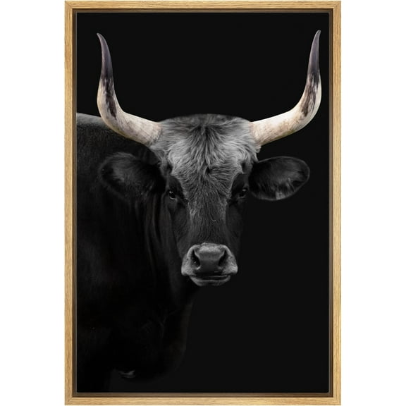 Aaheei Canvas Print Wall Art Rustic Farmhouse Cow Bull Portrait Photography Animals Wildlife Nature Modern Art Decorative Realism for Living Room, Bedroom, Office