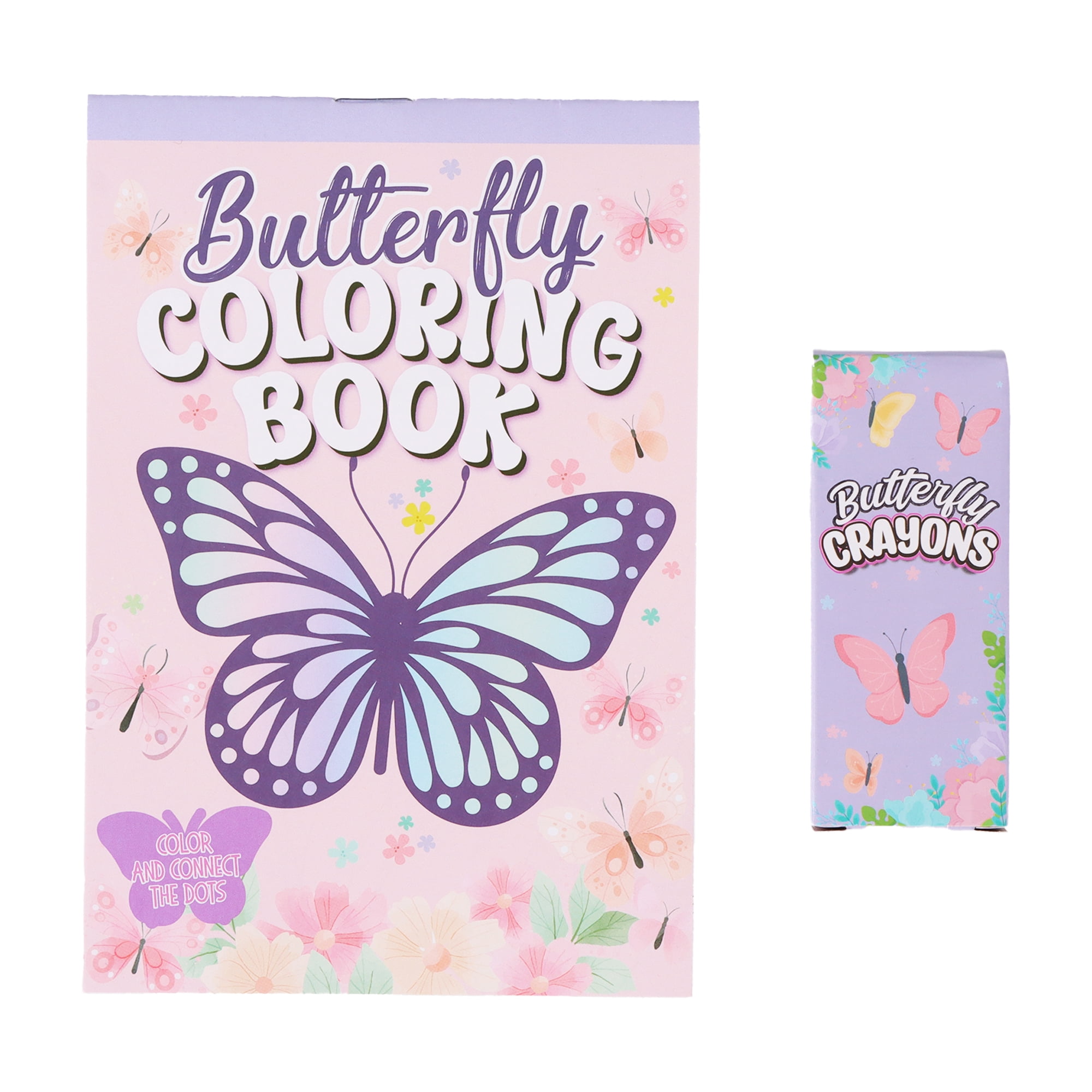 8 Set, Multicolor Butterfly Coloring Book, Party Favors, Includes: 8 Coloring Books, 8 Crayon Boxes, by Way To Celebrate